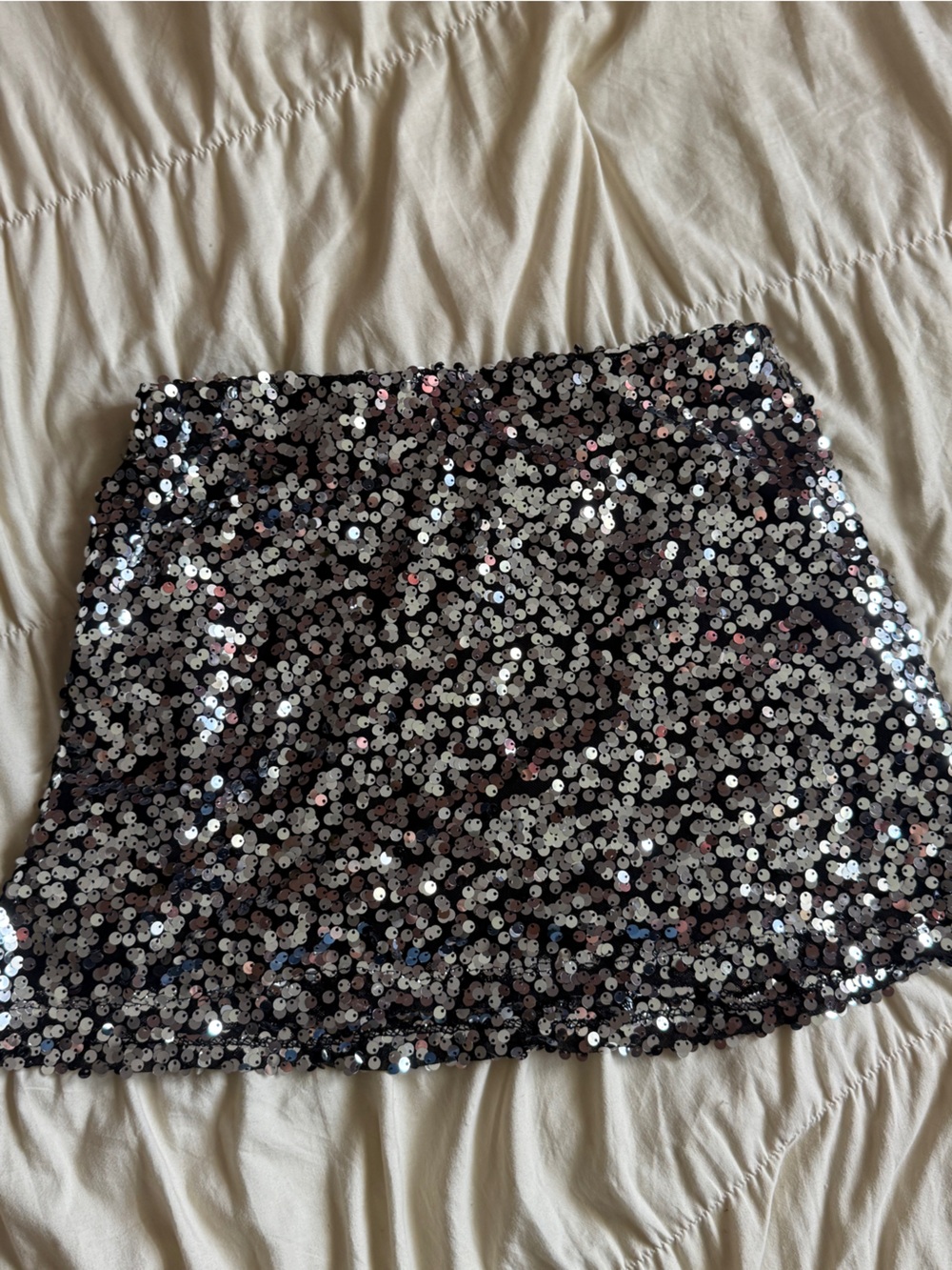 Sequin Mini Skirt - Black/Silver Sparkle